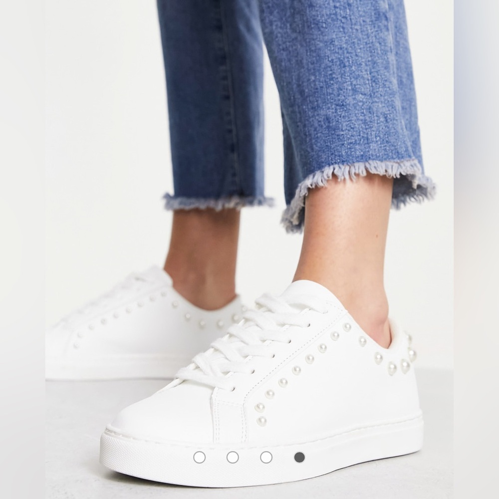 ASOS Women's White Pearl-Embellished Sneakers